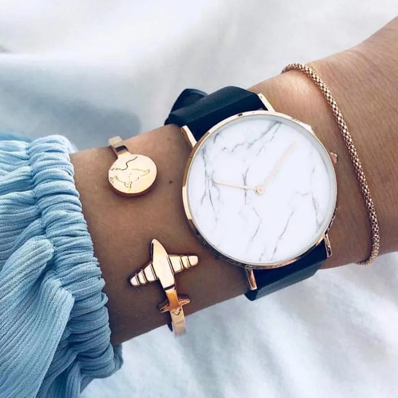 

DIEZI Bohemian Vintage Airplane Gold Metal Bangles Bracelet Sets Women 2018 Map Chain Bracelets Jewelry Christmas Friends Gift