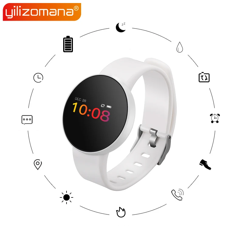

Yilizomana Smart Wristband Steps Rate Heart Rate Monitor Call Message Reminder LED Screen Smart Watch for Android IOS