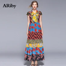 Women Dress Maxi Party Summer Long Dress 2019 New Lady Indie Folk Leopard Print Patchwork V-neck Sashes Slim A-Line Dress Gothic
