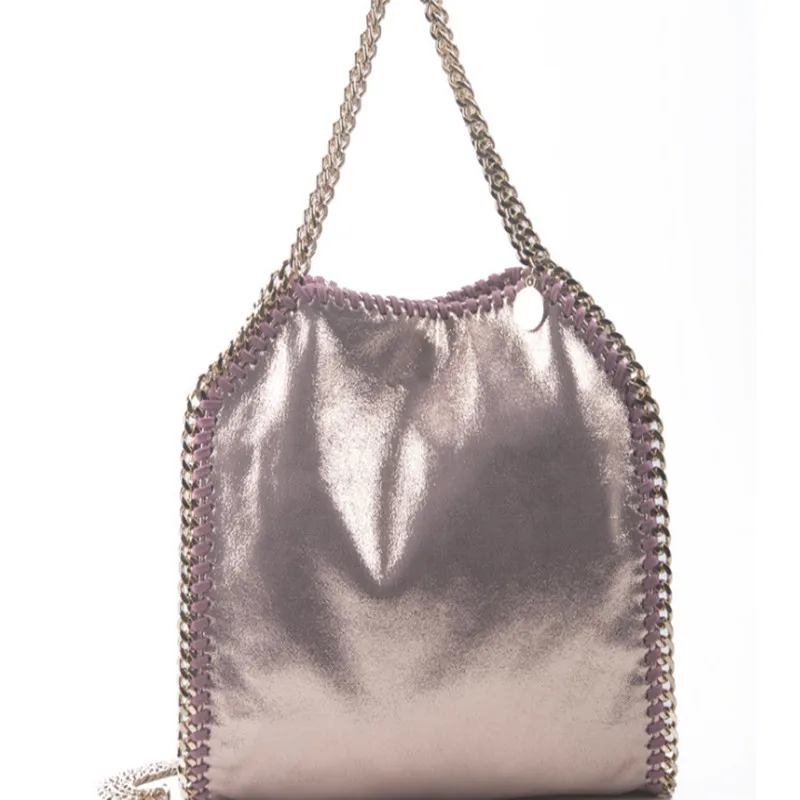 

High quality 24 colors Shaggy Deer PVC Fuax Leather 25CM Small Size Steel Chian Fold Over Lady Luxury Chain Bag