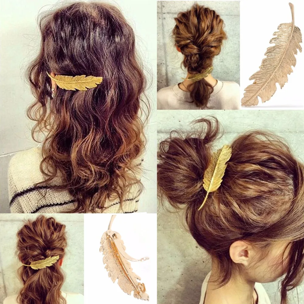 1 шт. модная металлическая форма листа заколка для волос кристальная жемчужина