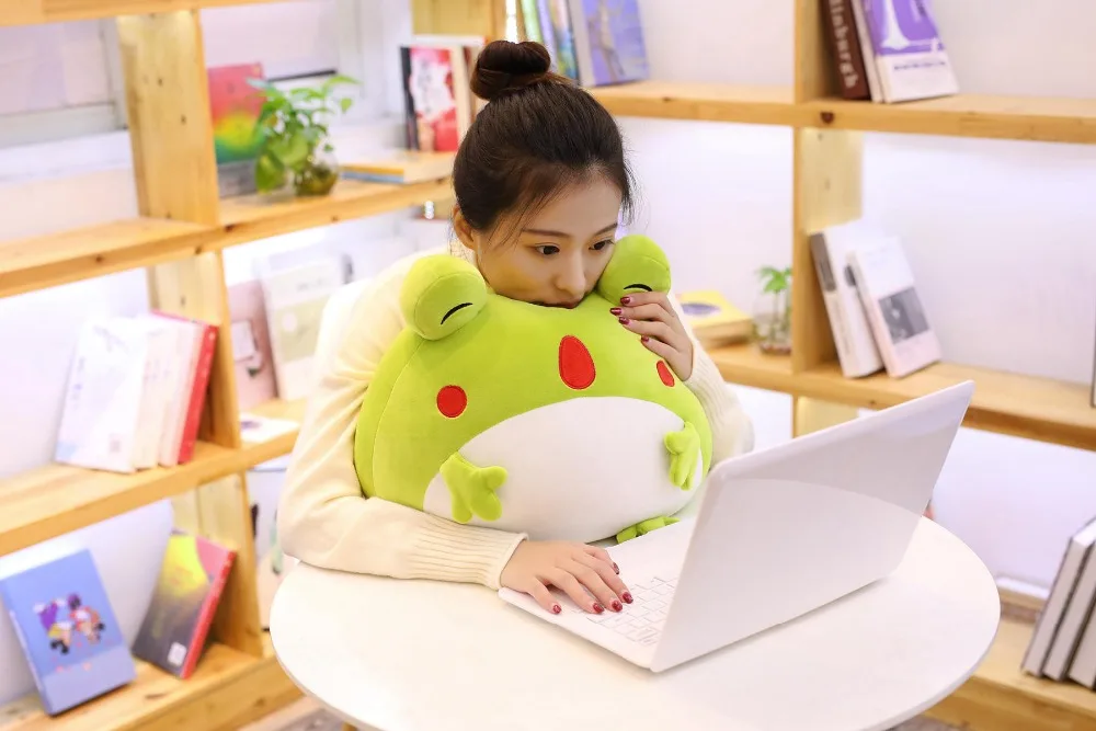 35cm Cute Expression Frog Plush Toy Soft Cartoon Animal Frog Stuffed Doll Sofa Bed Pillow Cushion Household Items Kids Best Gift