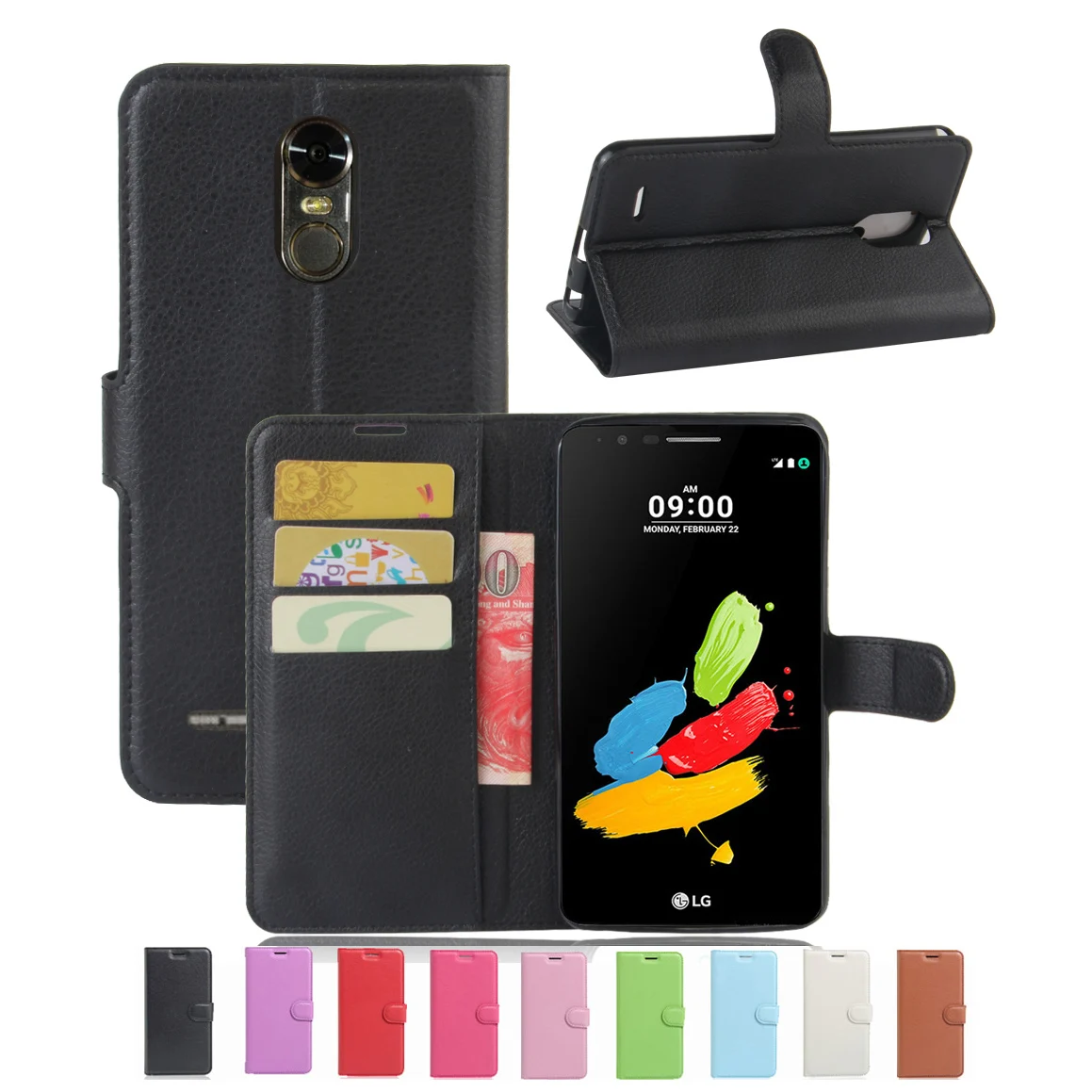 Wallet Case For LG Stylo 3 STYLUS STYLUS3 Three PU Leather Back Shell Pink Rose Green Purple Blue Black Brown | Мобильные телефоны