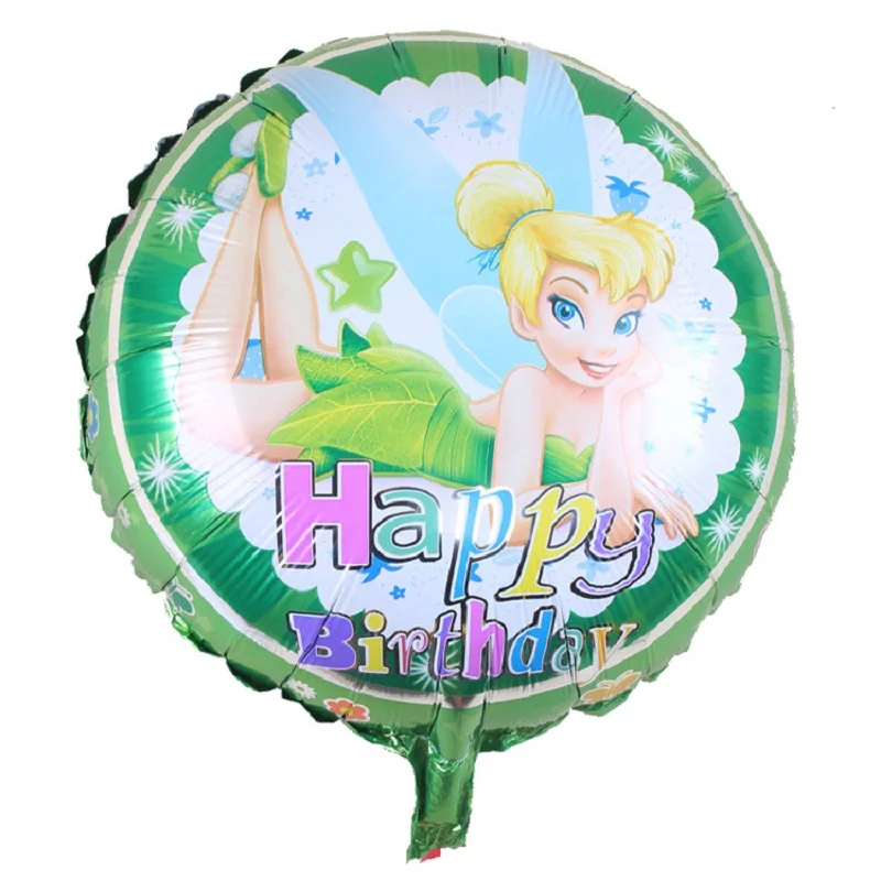 

3pcs/set Kawaii 18inch happy birthday butterfly fairy bell Princess foil balloons Green Jungle party decoration green Toy Plant