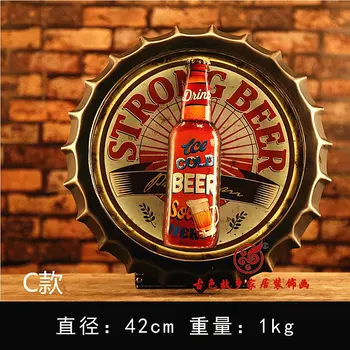 

BEER Large HD Beer Cover Tin Sign Logo Plaque Vintage Metal Painting Wall Sticker Iron Sign Bar KTV Store Decorative 42X42 CM