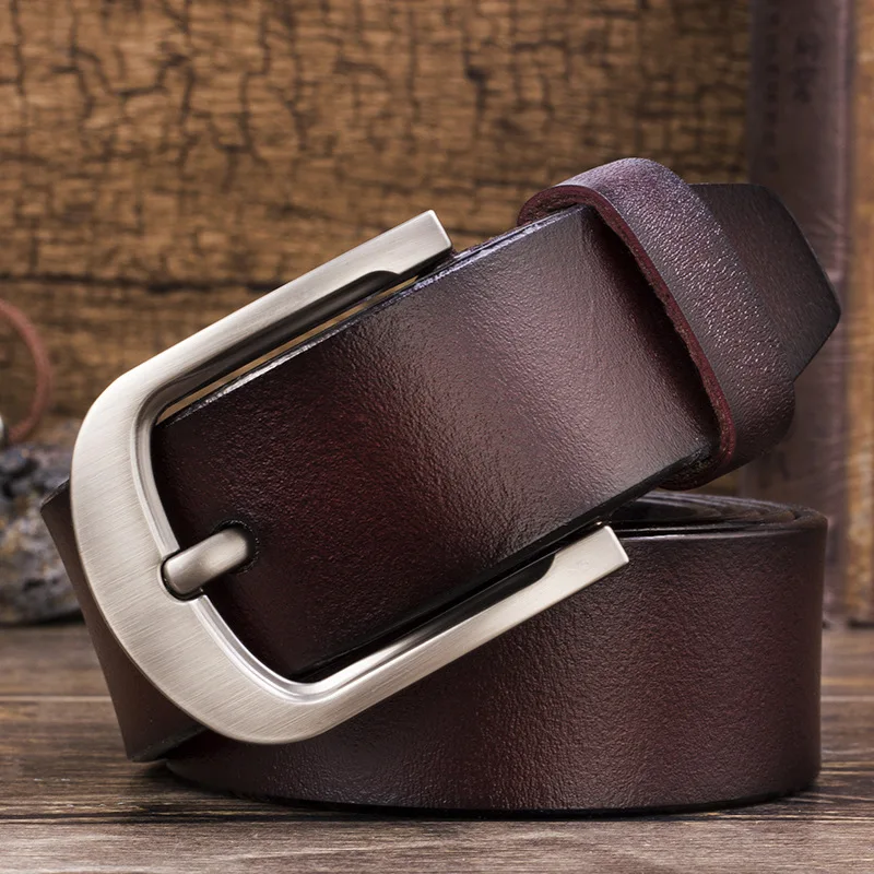 

Fashion Mens Casual Genuine Leather Belt High Quality Cowhide Retro Buckle Belt New Design Brown Belts Free Shipping