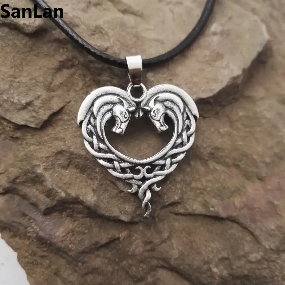 

fantasy Celtic Horse Lords Necklace bronze Celtic Horse Heart necklace SanLan