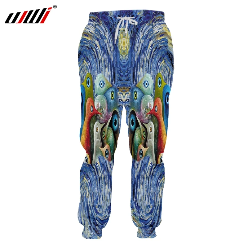 

UJWI Men's 3D Printed Starry sky bird New Oversized Attire 5XL Man Pants Trend Sports Sweatpants