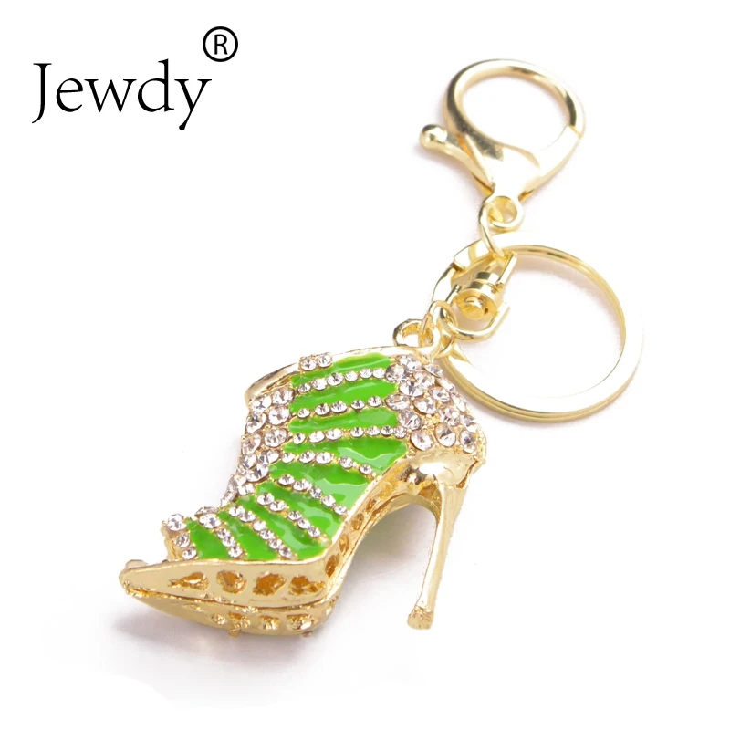 

gold color high heel shoes key chains for women crystal bag charm pendant accessories for women fashion jewelry party gift