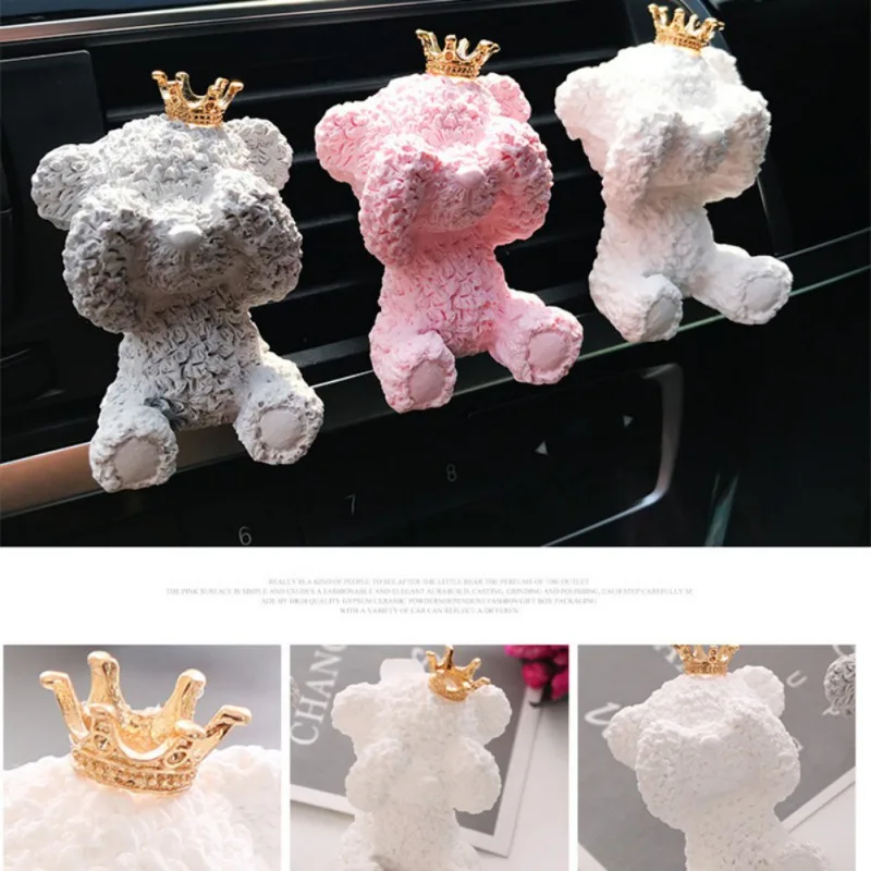 

Car Diffuser Vent Clip Handmade Crown Bear Shape Fresh Note Plaster Essential Oil Perfume Aroma Air Freshener Decoration