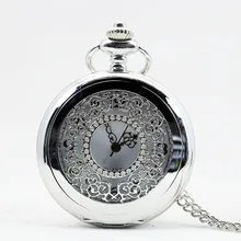 Античный полый серебристый оттенок арабские цифры кварцевые карманные часы ожерелье кулон для женщин и мужчин часы Fob часы CF1008