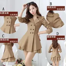 Пальто новое осеннее пальто двубортное пальто с отворотом и длинными секциями было тонким женское 101088