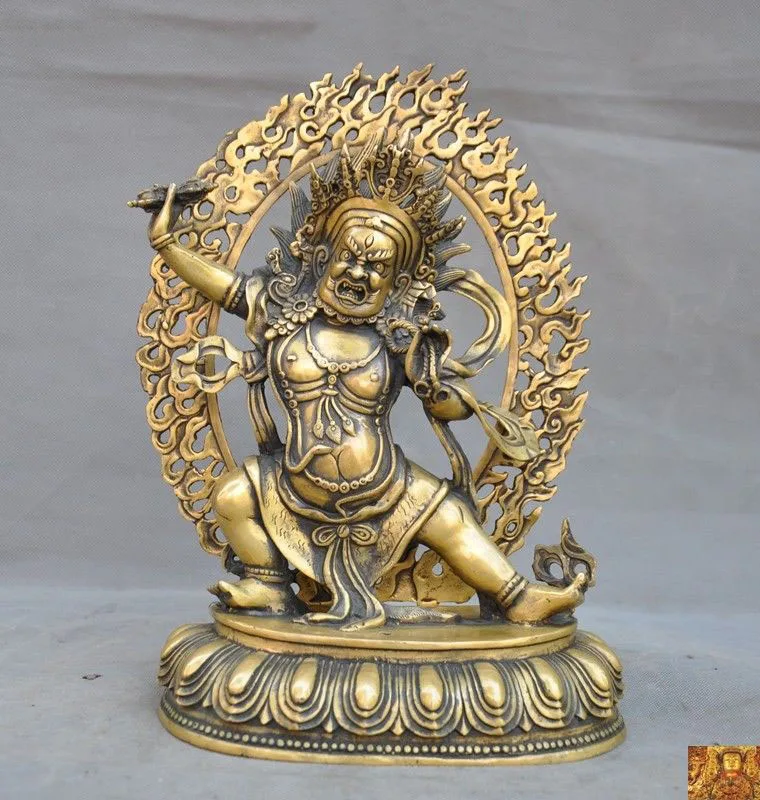

wedding decoration Old Tibetan Buddhism bronze Phurpa Vajra Mahakala Wrathful Deity Buddha Statue