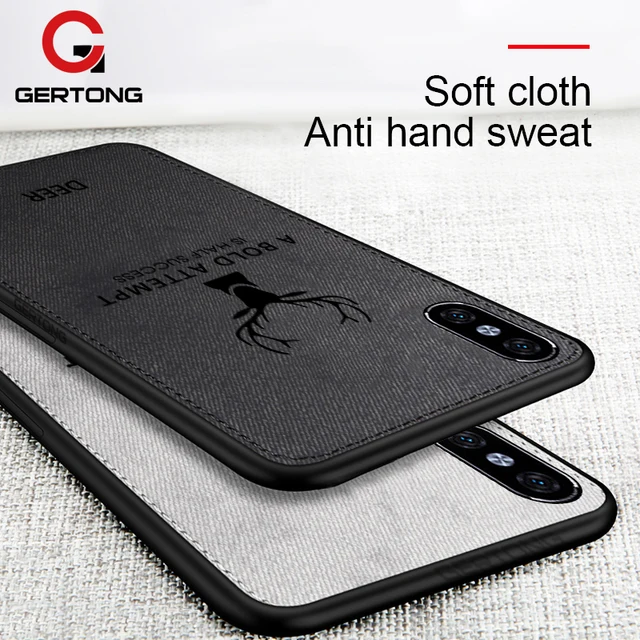 US $1.43 GerTong Back Cover Phone Case For iPhone XR X XS Max 6S 7 8 6 S Plus Deer Pattern Cloth Texture Cas