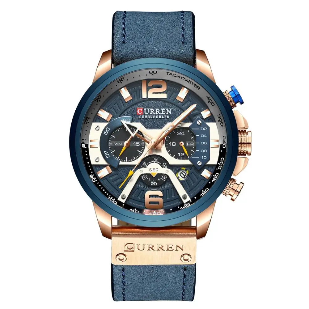 

Business Men's Watch Waterproof Calendar Three Small Plate Six Needle Leather Watchband Quartz Watch Gift