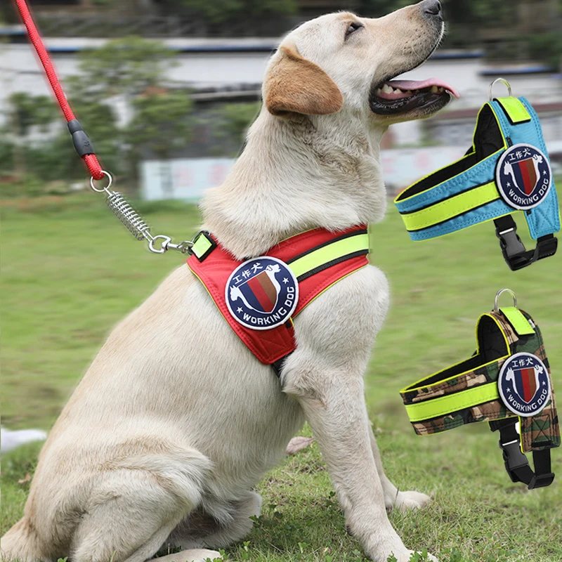 

Reflective Medium Large Dog Vest Harness for Big Dogs Golden Retriever Pitbull Harnesses Pet Working Chest Strap Dog Chain Leash