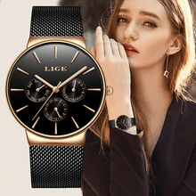 Классические женские часы из розового золота, Топ бренд, роскошные женские часы, деловые модные повседневные водонепроницаемые часы, кварцевые наручные часы с календарем