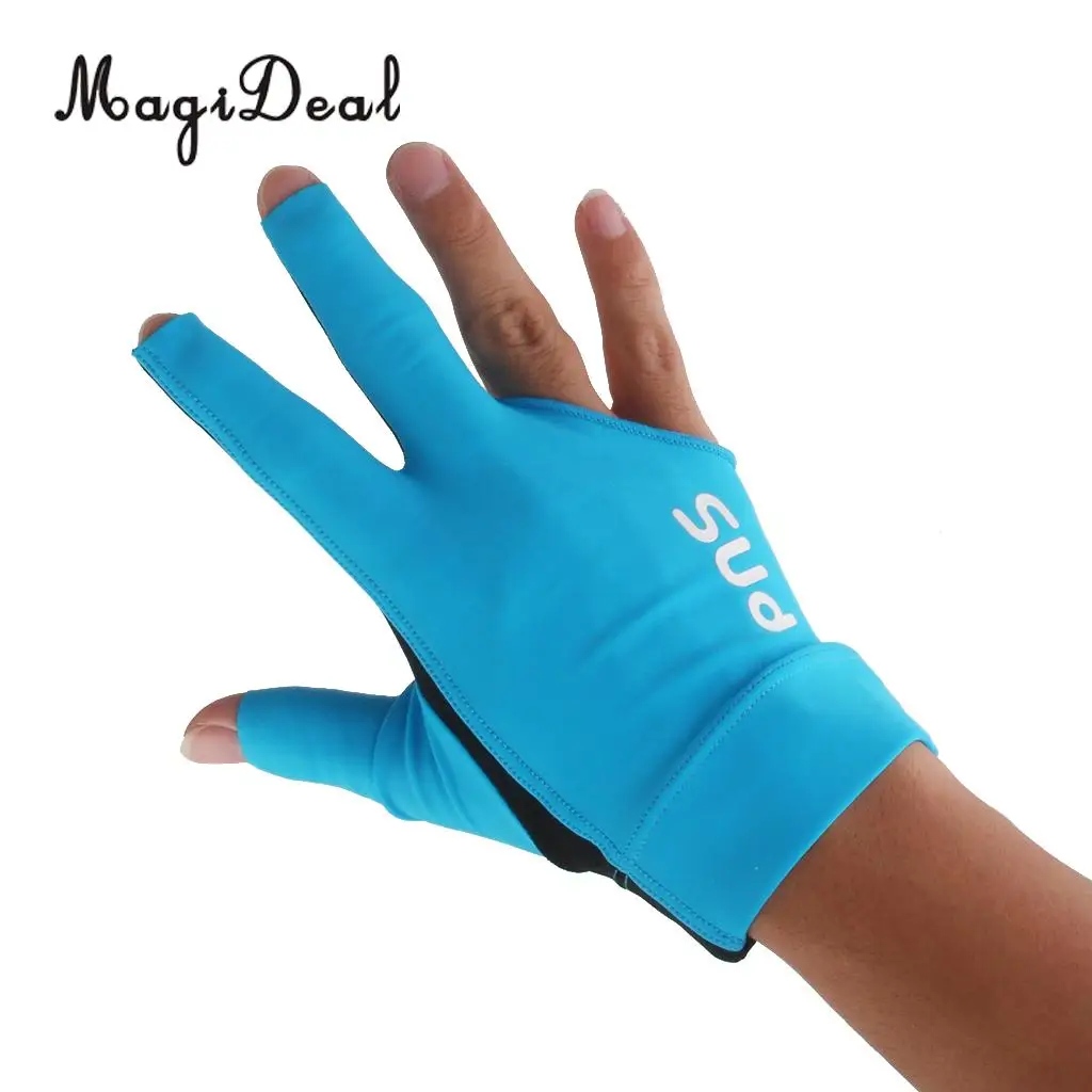 MagiDeal 1Pc Non-Slip Spandex Pro Player Snooker Billiard Cue Glove Right Hand Three Finger Glof High Quality Billiard Accessory