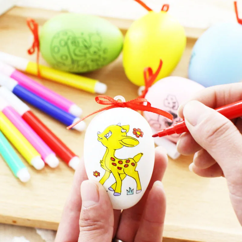 Пасхальный Набор яиц для массажа, Детские материалы для ручных поделок, крашеные яйца, мультфильм с рисунком, имитирующее пластиковое