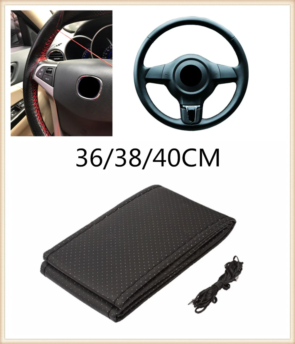 Braided car steering wheel cover pin and thread imitation leather for Mercedes Benz A-Class X-Class S65 S63 S600 S560e A180