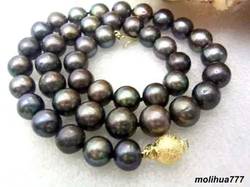 

FREE SHIPPING&gt;&gt;&gt;@@ Genuine 9--10mm Black Pearl 18KGP Clasp Necklace