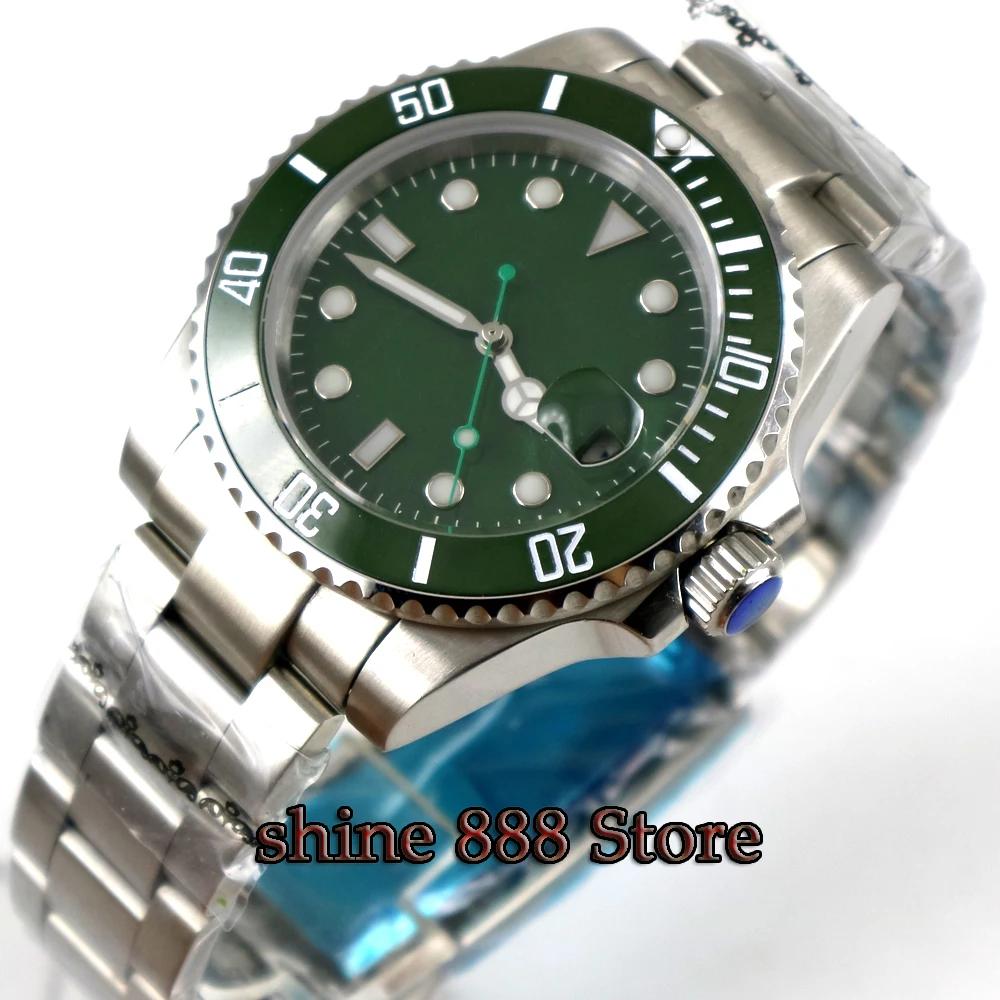 

BLIGER 40MM green Sterile Dial Ceramic Bezel Sapphire Crystal Automatic Movement Men's Watch