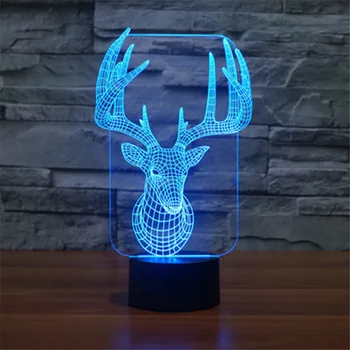 

Cute Deer Acrylic 3D Illusion LED Night Light For Children Kids Rooms Shop Luces Decor USB Touch Table Lampe Christmas Gift