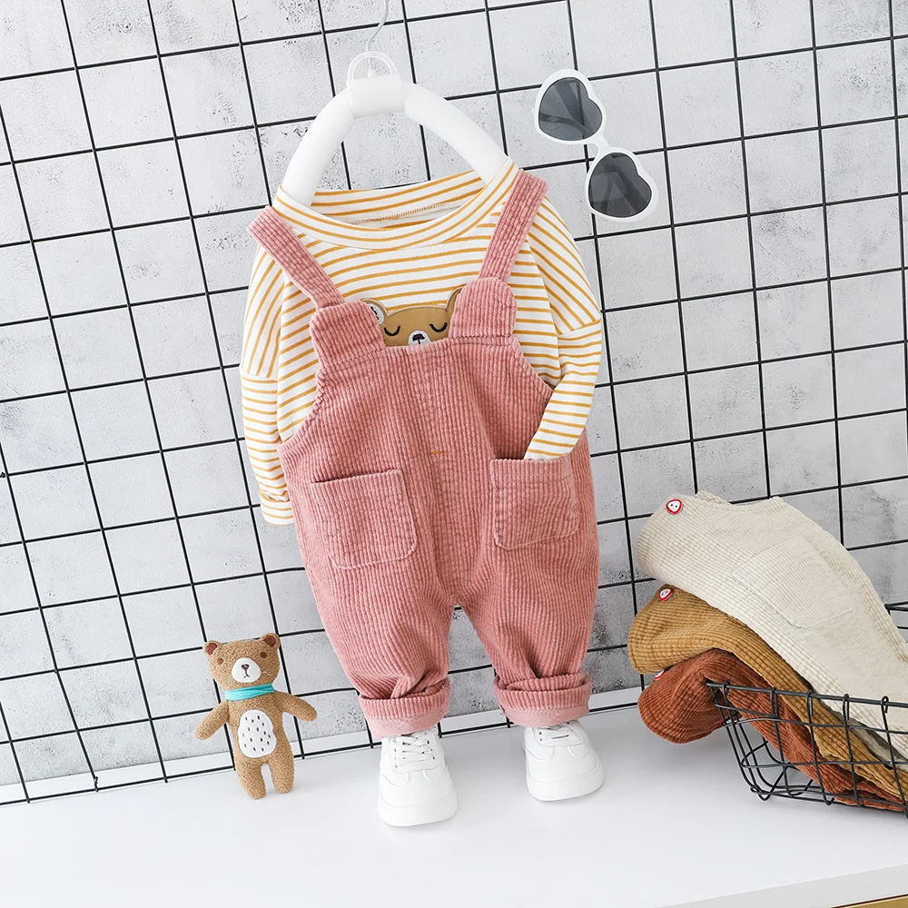 

2019 Autumn Baby Boy Clothing Striped Long Sleeve T-shirt + Overalls Trousers 2Pcs Kids Suits Toddler Boys Clothes Sets Outfits