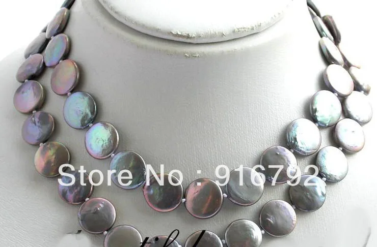 

free shipping >>>>>long 31" 15mm coin gray freshwater pearl necklace