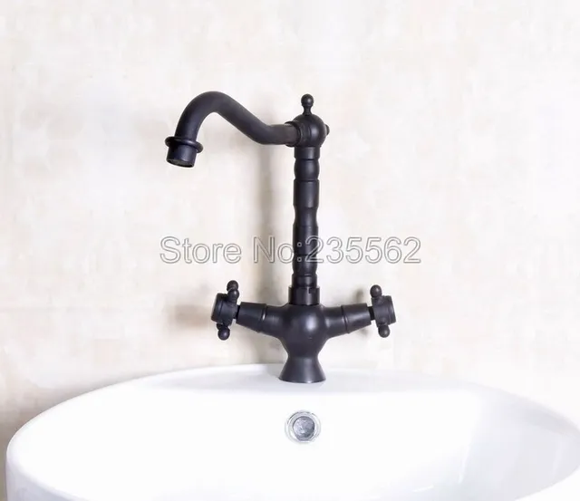 new arrival dual handle bathroom faucet basin black oil rubbed