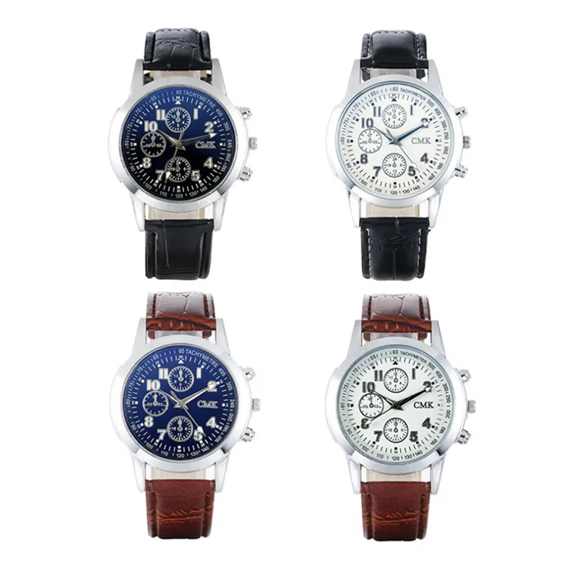 New Listing Geneva Men Watch Fashion Male QuartzWatch Three Eye Timing Digital Pointer Business Casual Leather Wrist Watch M22 (1)