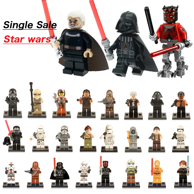 

Single Sale Star Wars Darth Vader Building Block Darth Maul C-3Po Chewbacca Han Solo Kylo Ren Rey Count Dooku Toys For Children