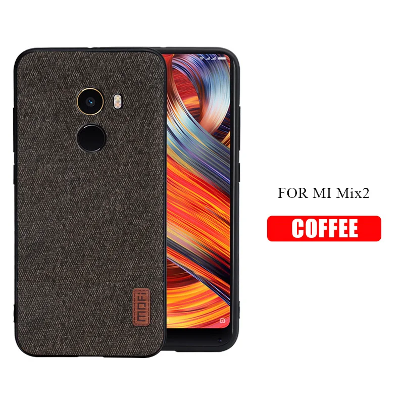 Чехол для mi mix 2 s, чехол MOFI для Xiaomi Mi Mix 2, задний тканевый бизнес-чехол для mi mix2s, мягкий силиконовый край, полный Чехол, 5,99 дюймов - Цвет: Coffee for mix 2