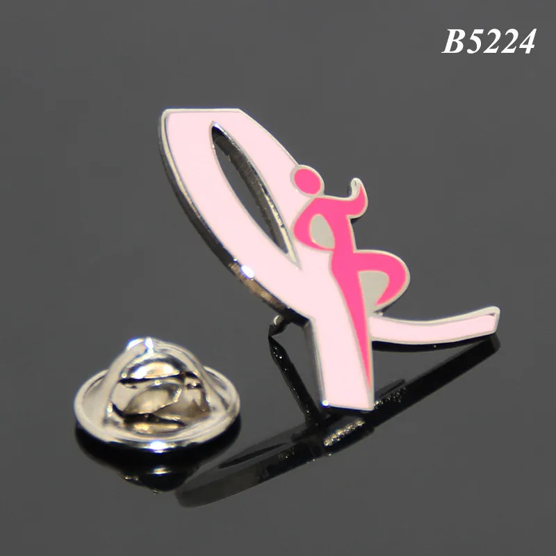

Patriotic anti-cancer custom pink ribbon badge back butterfly buckle openwork badges