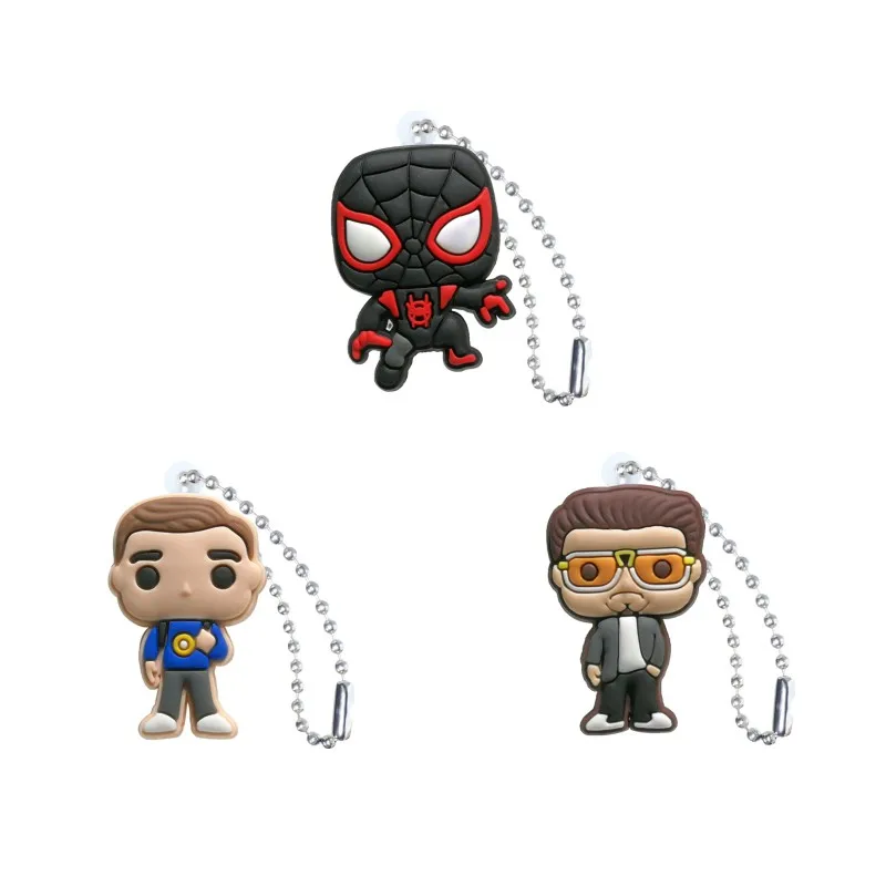 

New 1pcs Spiderman Keychain Superhero Figure Key Holder Key Ring Key Chain Cool PVC Charm Trinkets Kids Birthday Gift