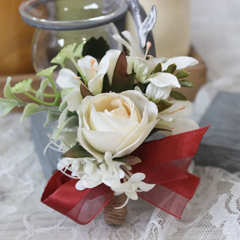 red rose wedding wrist corsage boutonniere flowers  (10)