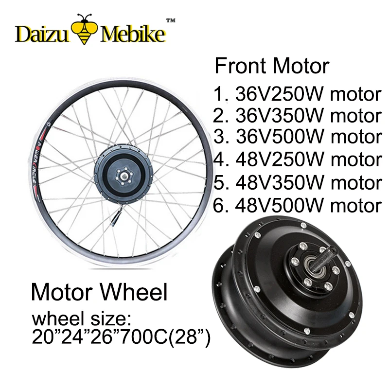 Clearance 36V 48V 250W 350W 500W Ebike Kit Electric Bike Conversion Kit Motor Wheel 20"26"700C Brushless Gear Hub E-bike Motor Front Wheel 4