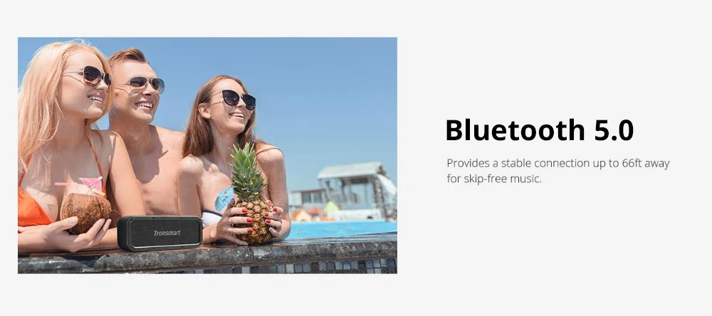 Tronsmart Force Bluetooth Speaker IPX7 Waterproof Bluetooth 5.0 Portable Speaker 40W Output Supports NFC,TWS,Voice Assistant