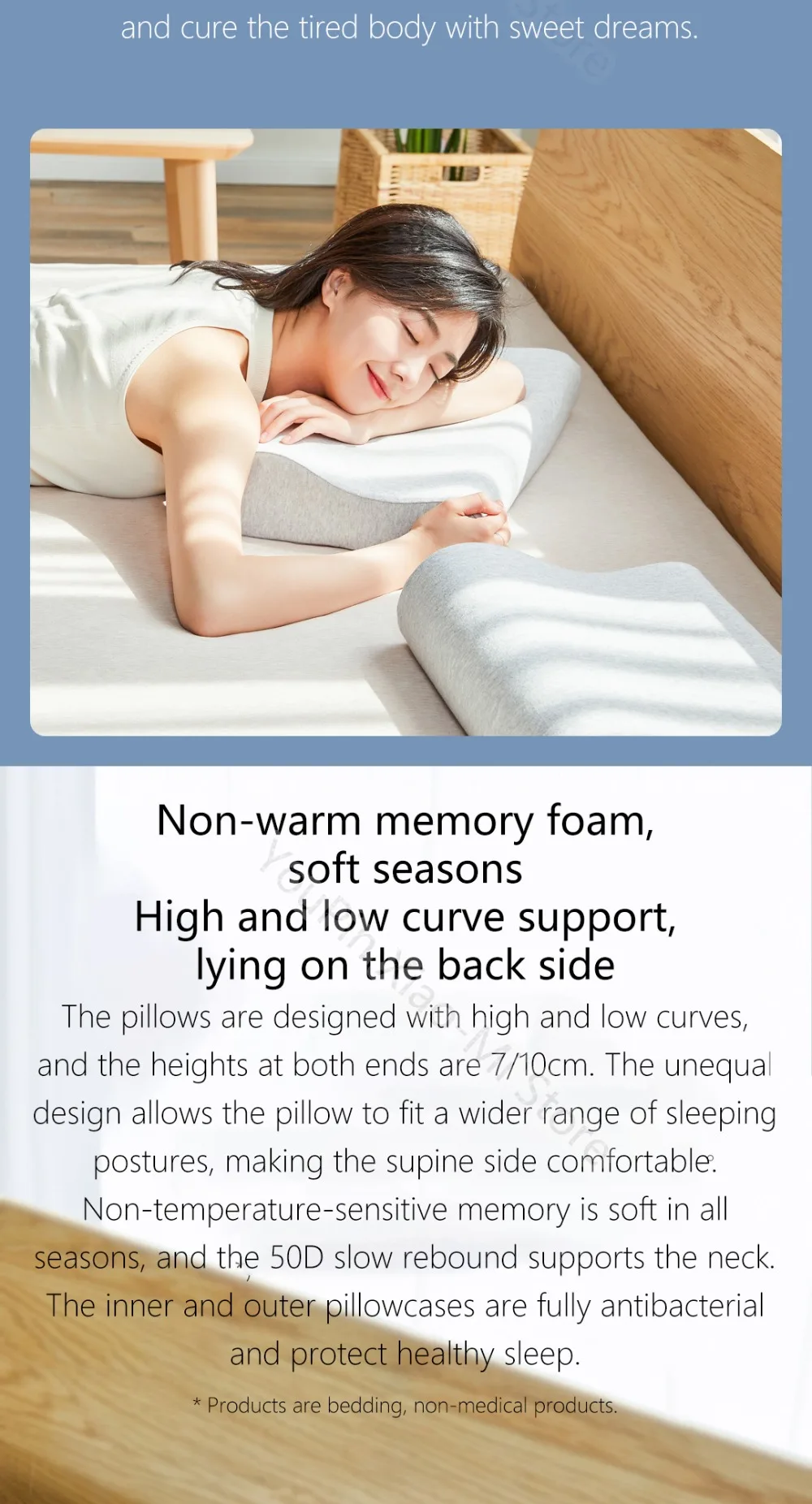 Оригинальная хлопковая Подушка Xiaomi с памятью H1, супер мягкая Антибактериальная подушка для поддержки шеи Xioami, подушка Xiomi Xaomi Xioami