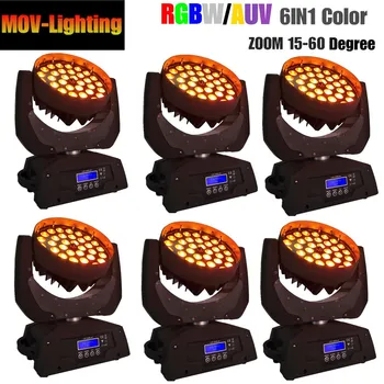 

6pcs/lot Stage light 18Wx36pcs RGBWAP 6-in-1 Zoom LED Moving Head Wash