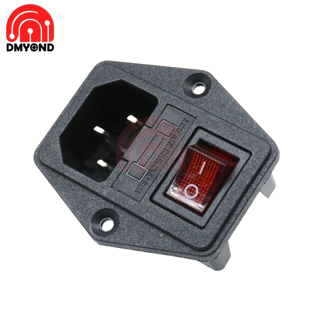 

AC 250V 10A Black Red 3-Pin Terminal Power Socket with Fuse Holder Rocker Switch 3pin 3p 3 pin 3 Terminal