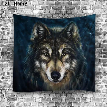 

LzL Home wolf polar bear tapestry 3d digital printed jacquard rectangle wall cloth tapestry brave animals polyester wall carpet