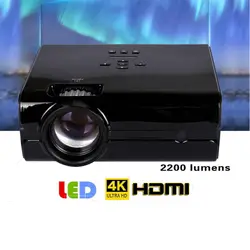 Видео проектор 2200 люменов 4 дюймовый мини-проектор домашний кинотеатр 20000 час светодиодный видеопроектор Поддержка 1080 P проектор для