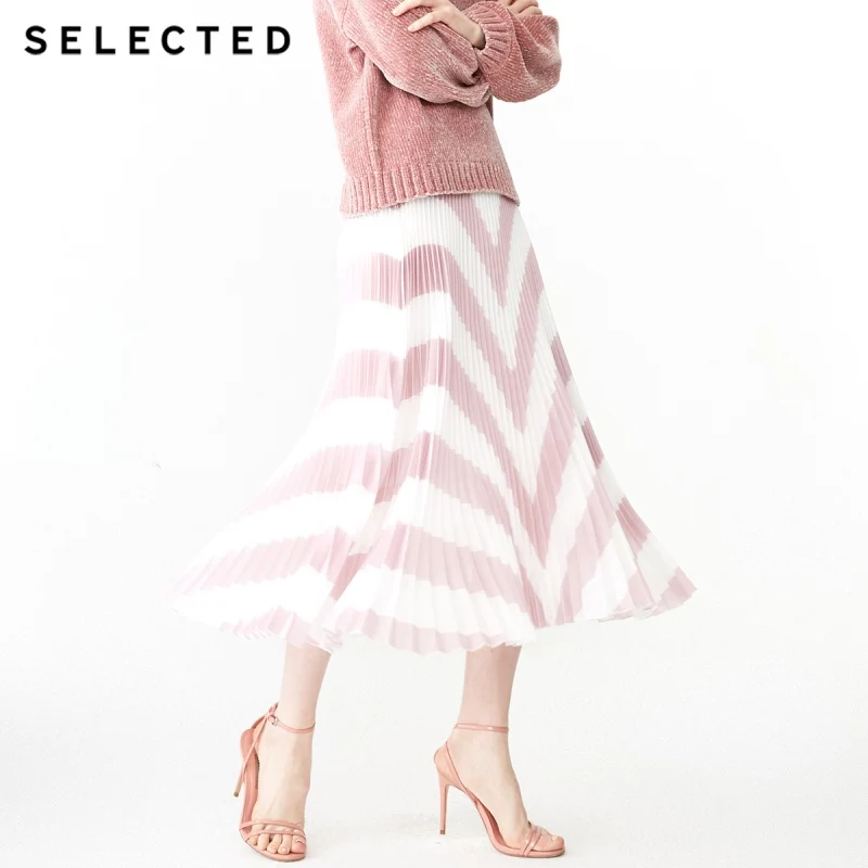 Отборные весенние новые женские трендовые цветные полосатые плиссированные юбки S | 41914C511 - Цвет: BURNISHED LILAC