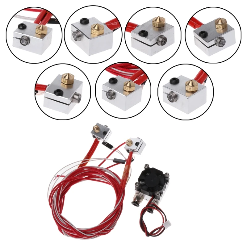 

3D Printer Parts Double Nozzle Remote Extruder Double Head Multi-Extrusion V6 Dual Head 1.75mm