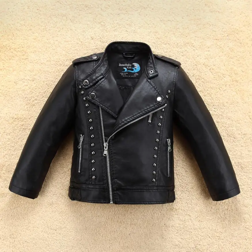 Jacket for Boys 2019 Spring Autumn Fashion Brand Design Leather Jacket Girl Children New Coat Infant Clothes Toddler Jacket Y558
