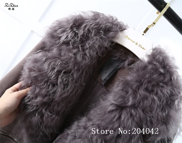Зимнее натуральное двустороннее меховое длинное пальто для женщин, натуральный мех ягненка, пальто из натуральной овчины, теплая Съемная куртка 170909-1