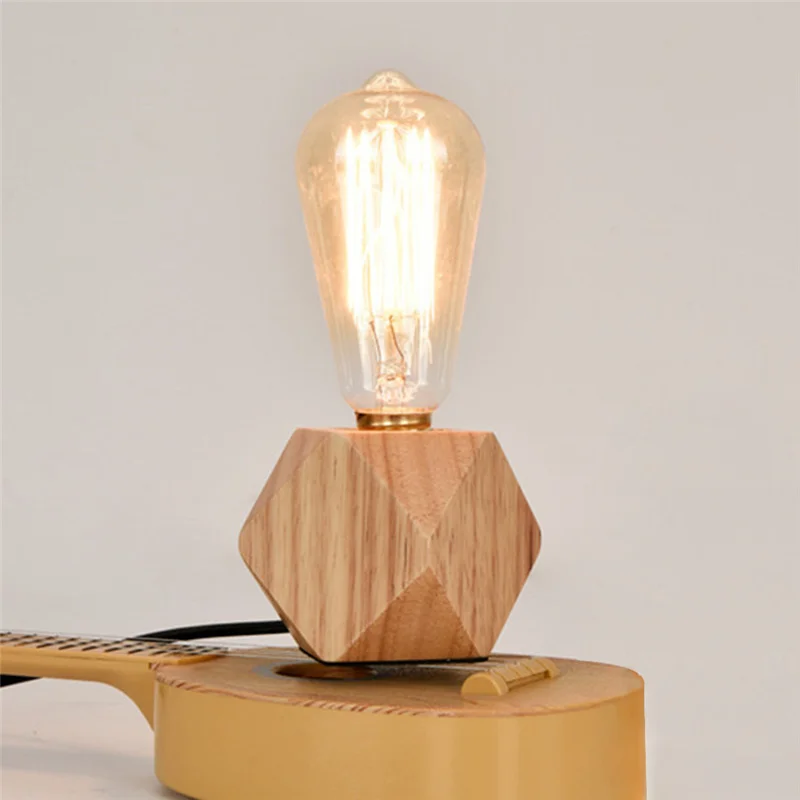

Modern Table Lamp Wooden Base Book Lights Desk Night Light E27 Holder Mini Retro Bedside Lamp La Lamparas For Home Bedroom Decor