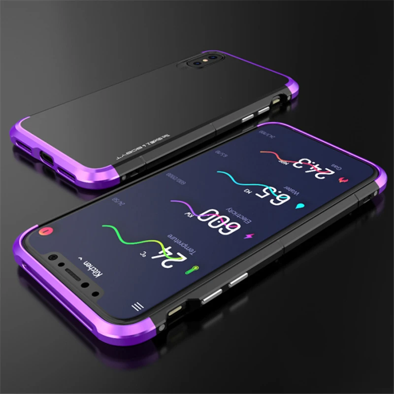 

Luxury For Apple iPhone X Case 360 Full Protection 3 in 1 Aluminum Metal + PC Hard Slim Hybrid Slim Back Case Cover For iPhone X