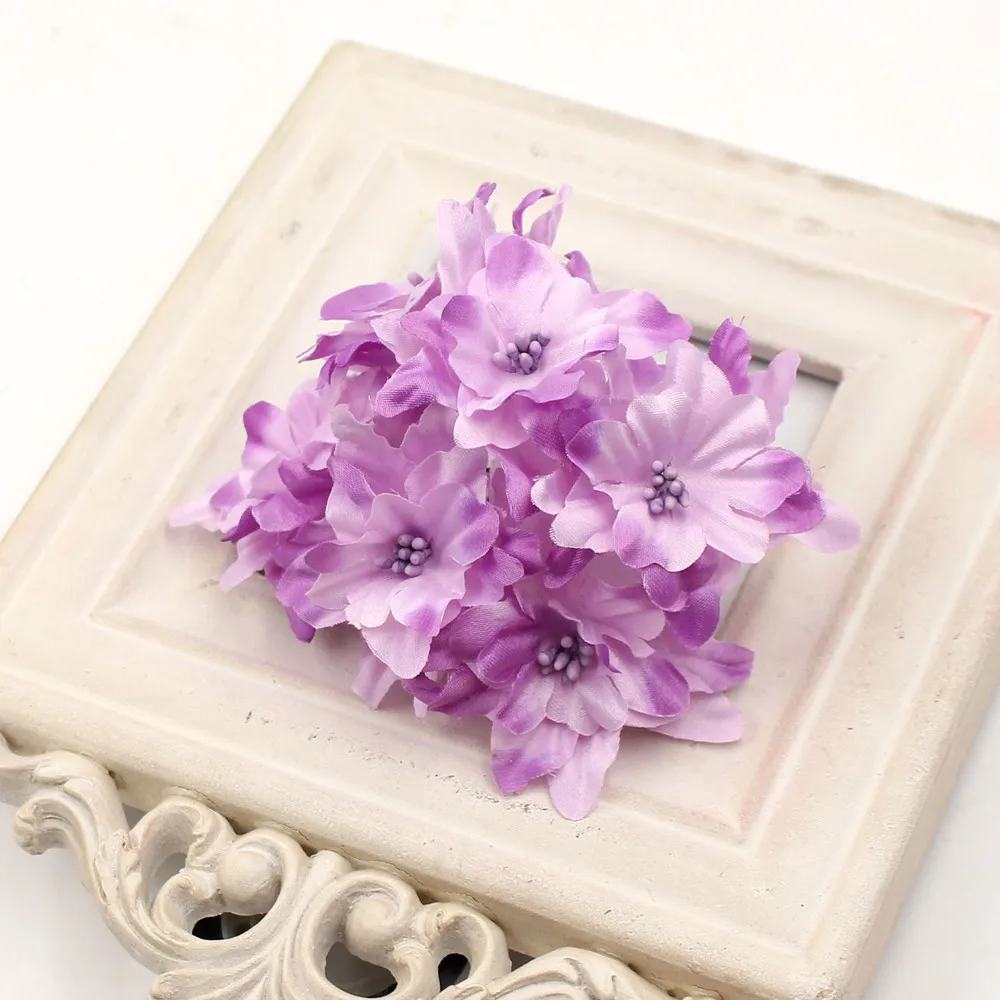 

72pcs/lot 4.5cm Wholesale Silk Gradient Artificial Lily Flower Bouquet For Wedding Decoration Wreath Scrapbooking Craft Flower